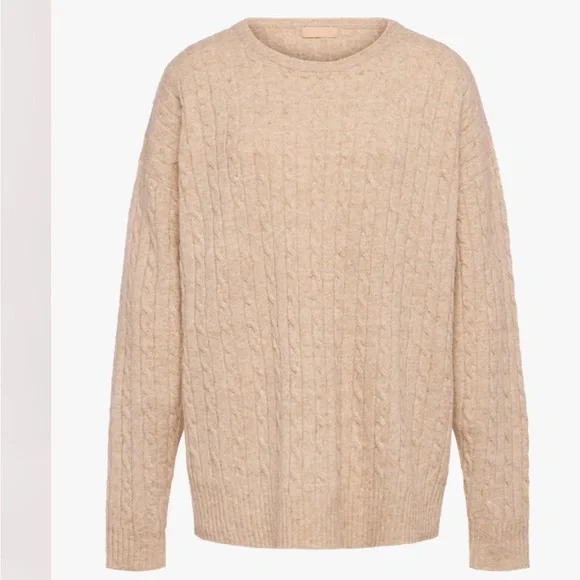 Nuuds Cable Crewneck Sweater Heather Oat XL - Picture 7 of 12